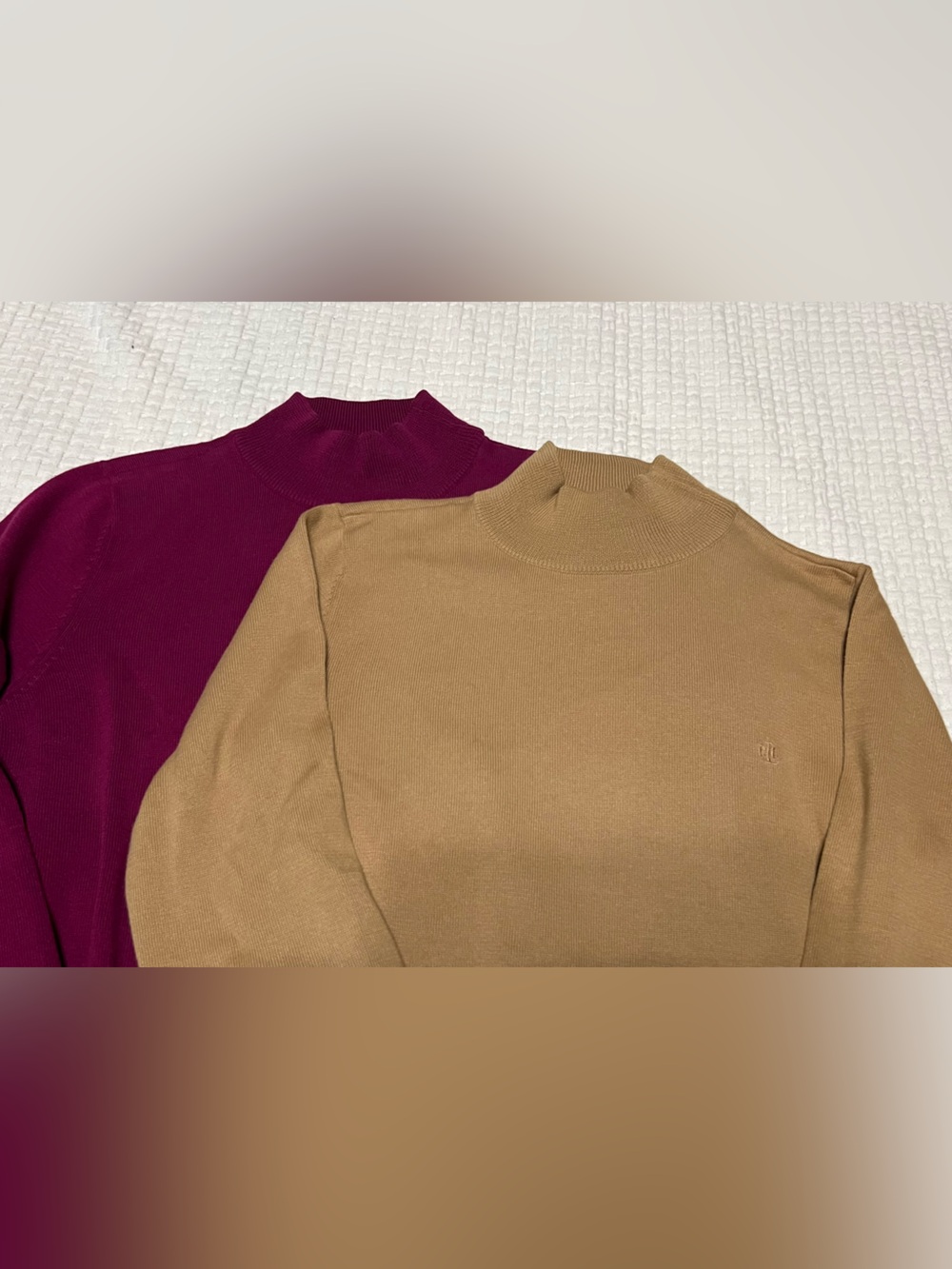 Lauren Ralph Lauren Berry Magenta Mock Neck Sweater Women’s L 100% Cotton